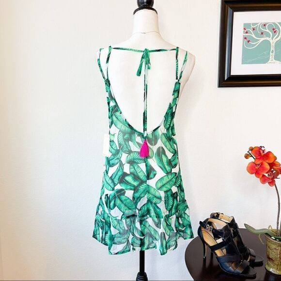 🍋 Miken • NWT Printed Ruffle Hem Cover-Up Dress Size Small - Picture 2 of 11